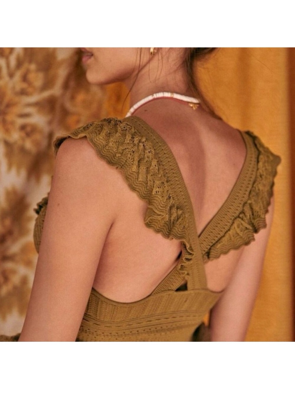 Sézane Faustine Olive Knit Tank